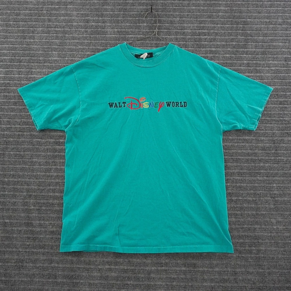 Vintage Disney Originals Walt Disney World T-Shirt Adult L/XL Teal Embroidered
